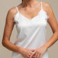 Top in raso con pizzo e spalline sottili