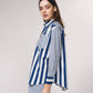 Tunica a righe in cotone con colletto a camicia