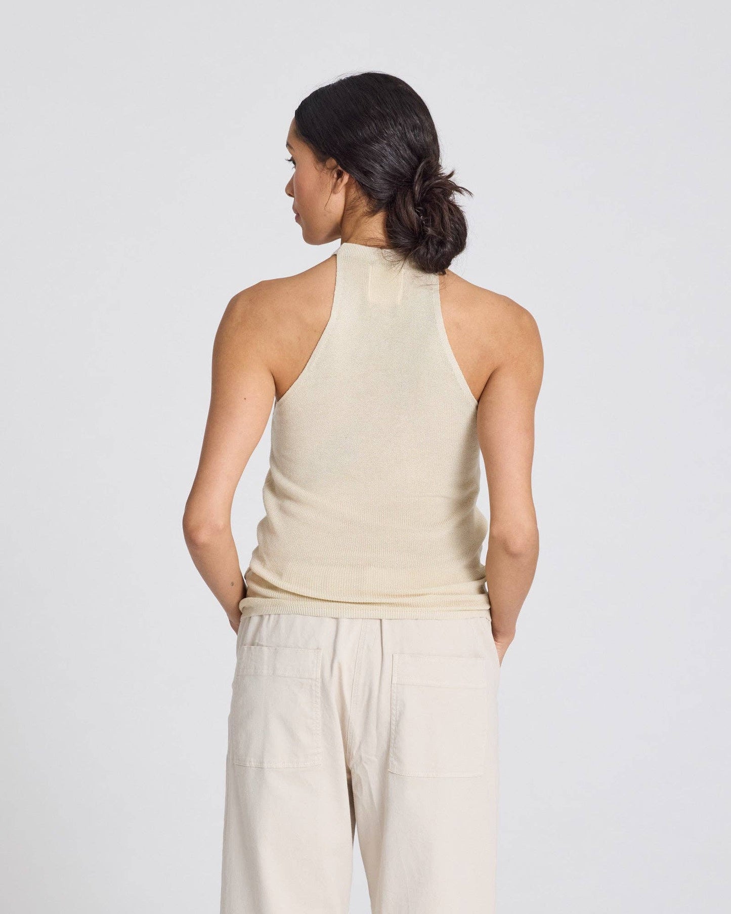 Top in maglia Lulu in cotone biologico ecrù