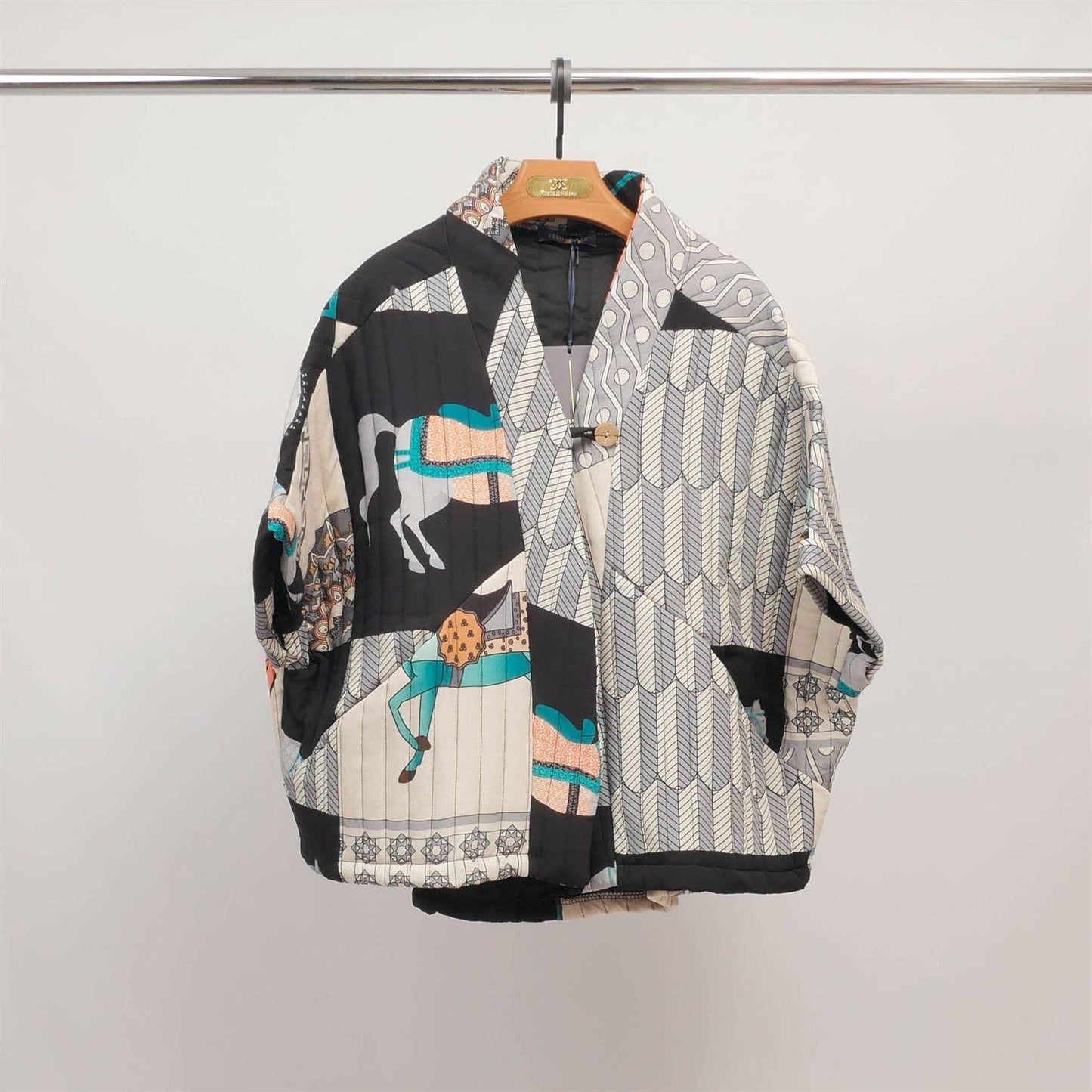 Giacca kimono trapuntata stampata