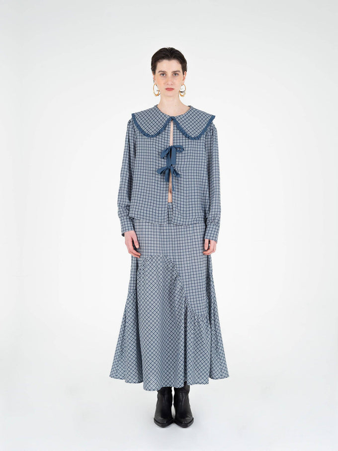 Gonna maxi tartan Nocturne a vita bassa