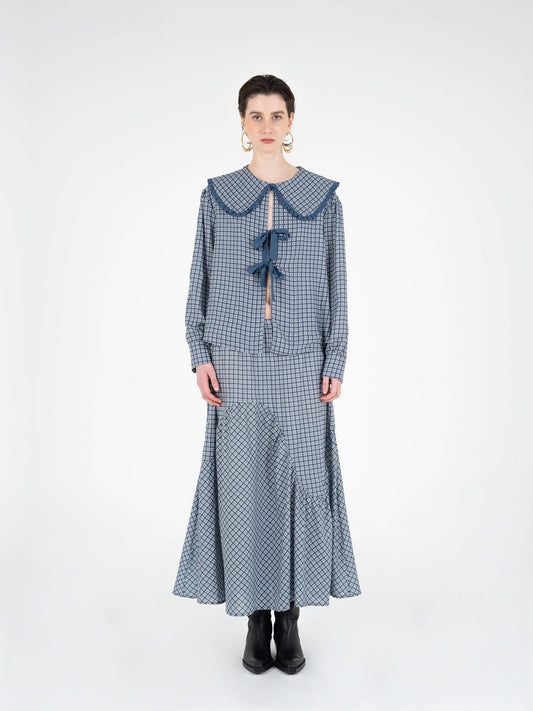 Gonna maxi tartan Nocturne a vita bassa