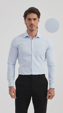 Camicia a nido d’ape slim fit azzurro cielo
