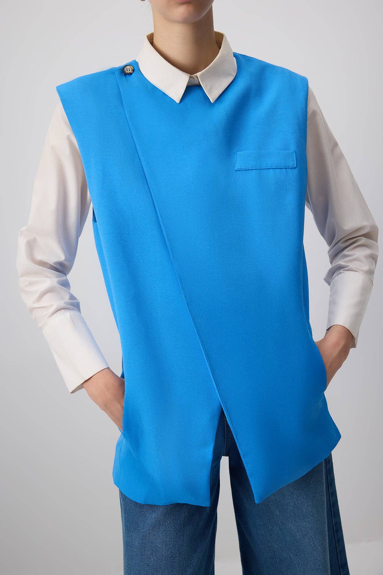 Gilet sartoriale doppiopetto in misto lino