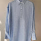 Tunica melange azzurro chiaro con colletto a camicia