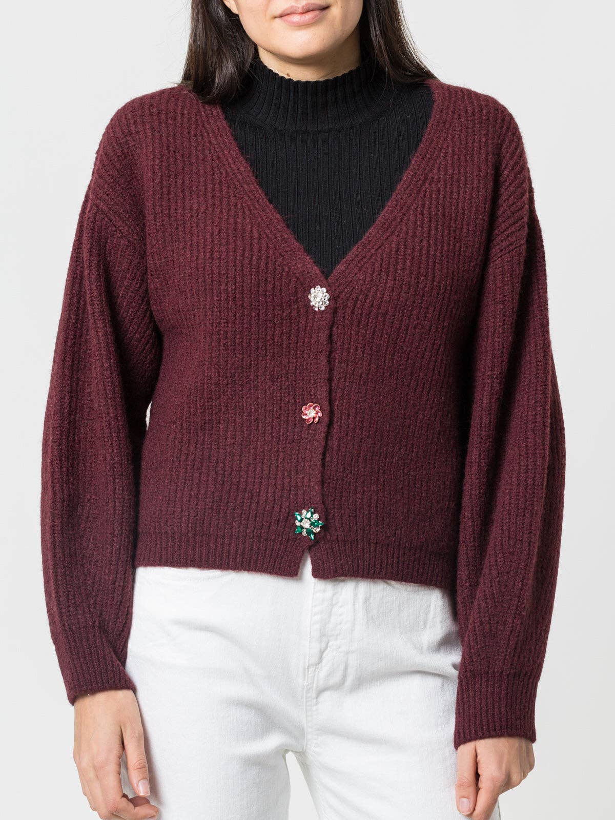 Cardigan in maglia con bottoni gioiello