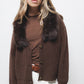 Cappotto in maglia rasata con collo in eco-pelliccia