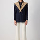 Tunica bicolor con maxi colletto in misto cotone