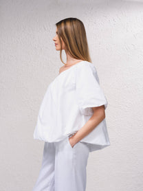Blusa asimmetrica in popeline di cotone