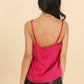 Top camisole in raso con scollo a V in pizzo