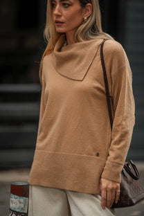 Maglia in Lana e Cashmere con Collo a Cascata