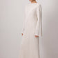 Abito maxi in cotone ricamato avorio