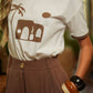 T-shirt stampata in cotone con profili a contrasto