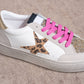 Sneakers platform con stella animalier e glitter