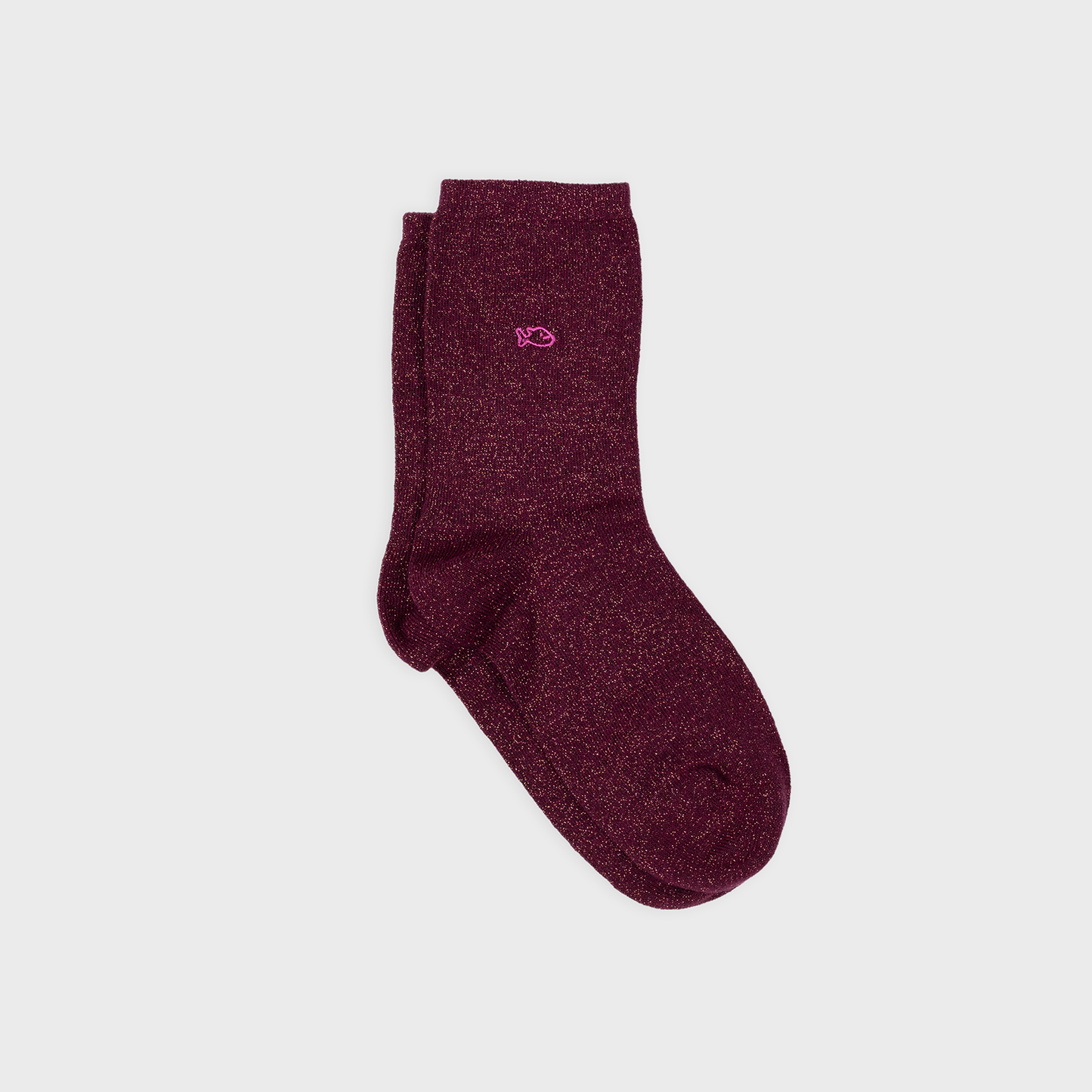 Calzini glitterati bordeaux in cotone pettinato