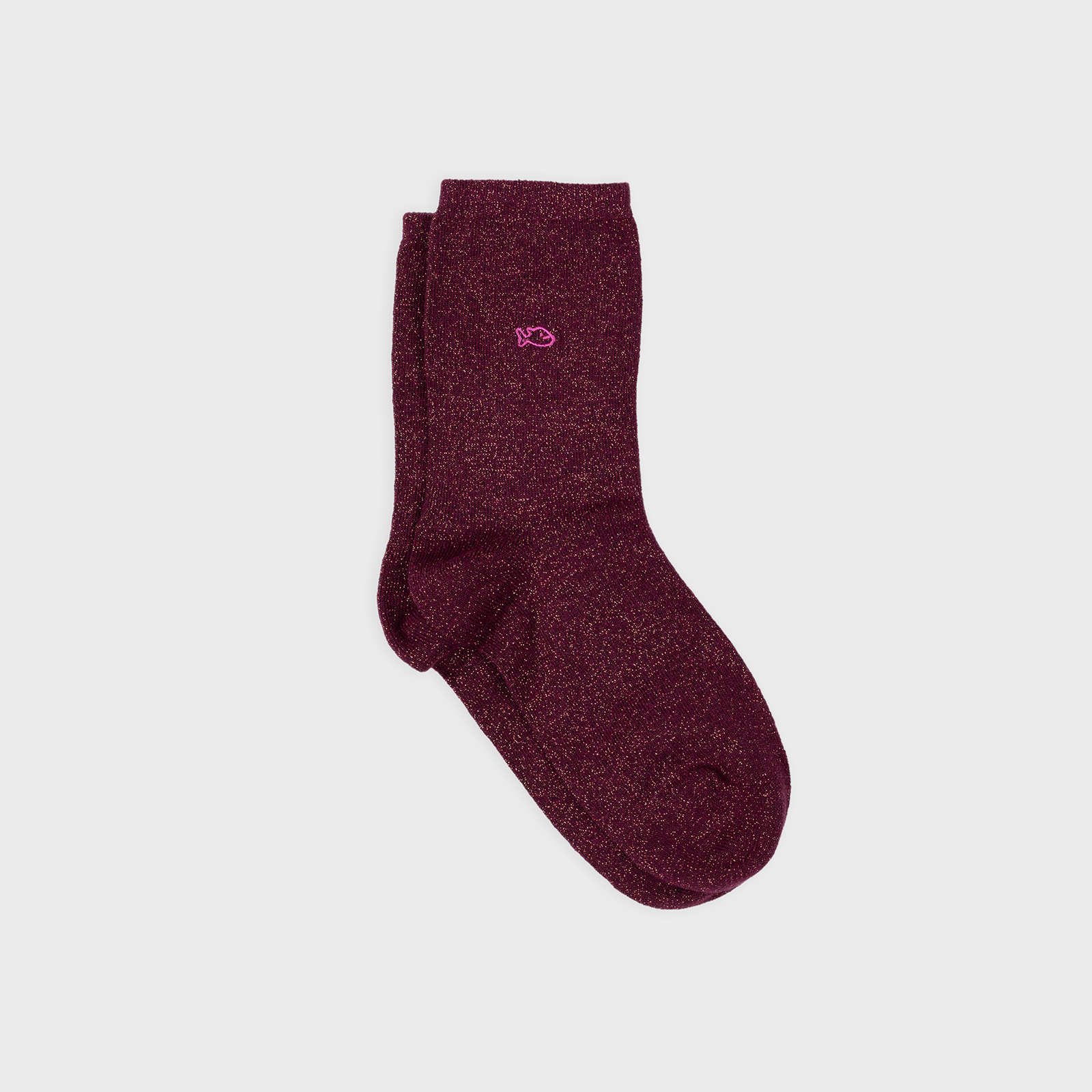 Calzini glitterati bordeaux in cotone pettinato