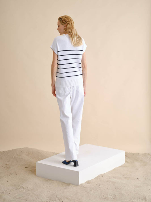 Gilet in maglia a righe in cotone