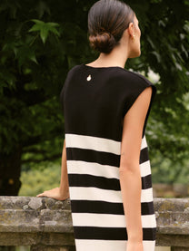 Abito midi a righe in cotone