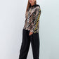 Giacca con cappuccio jacquard multicolor