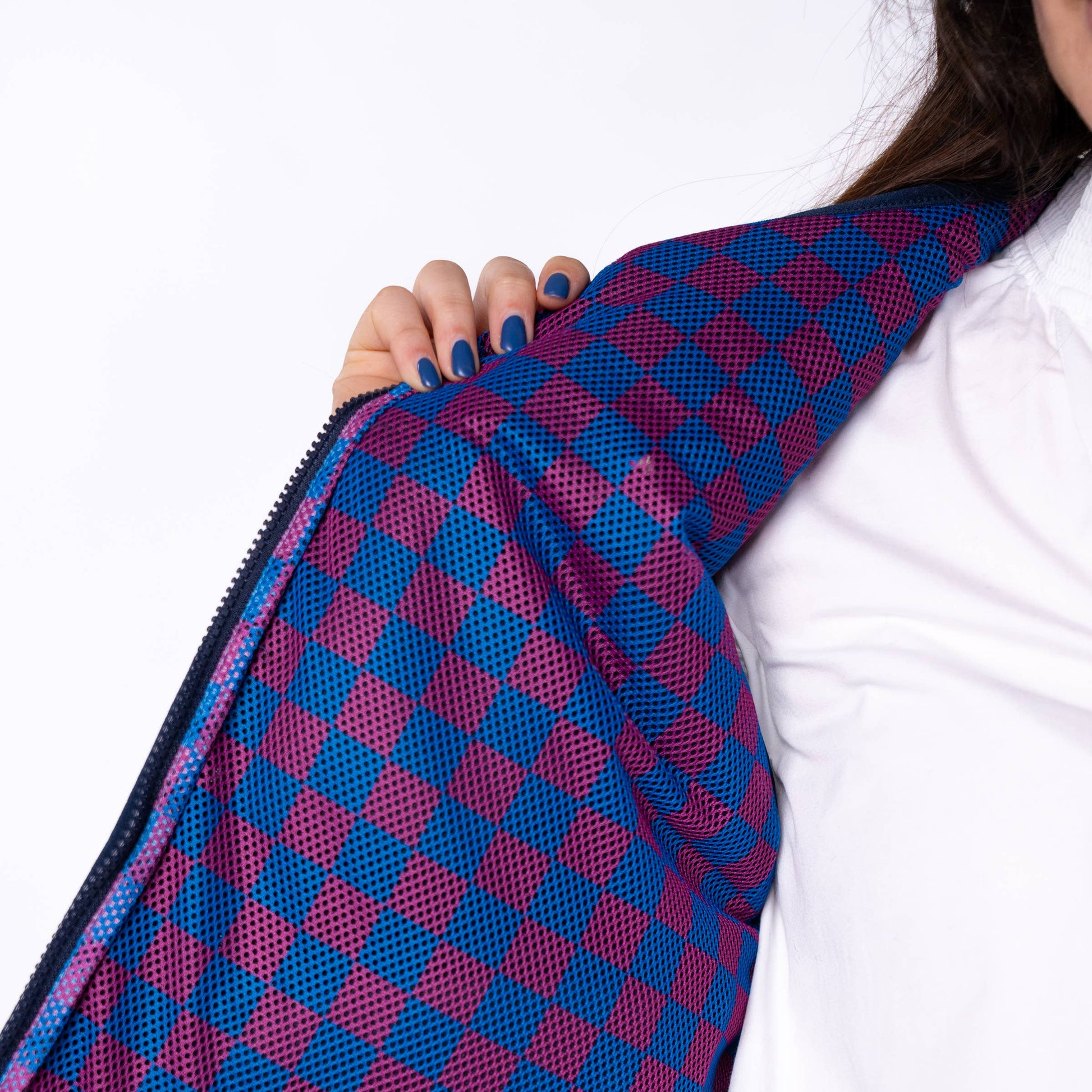 Gilet sherpa donna con zip blu navy