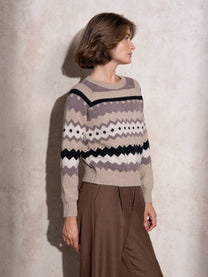 Maglione jacquard a righe multicolor