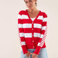 Cardigan in maglia di cotone a righe