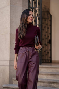 Pantaloni Napa in Ecopelle a Vita Alta