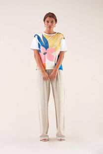 T-shirt sublimata floreale multicolor