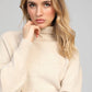 Maglione dolcevita in maglia calda color crema