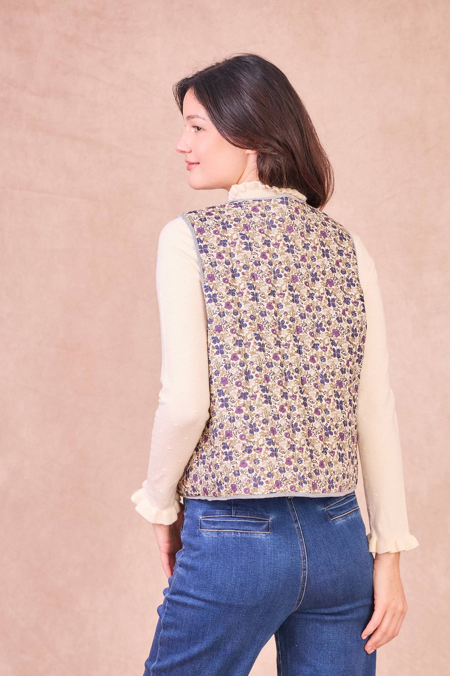 Gilet trapuntato floreale in cotone GOA