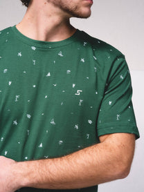 T-shirt basic in cotone con micro stampa e logo ricamato