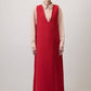 Abito pinafore in tweed con scollo a V rosso