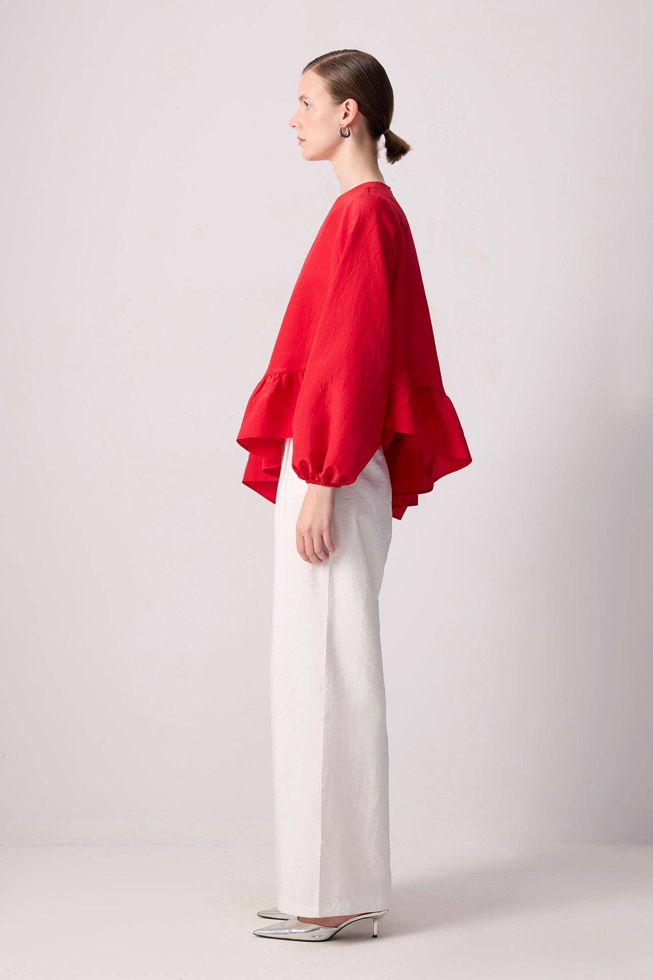 Blusa plissettata in cupro rossa