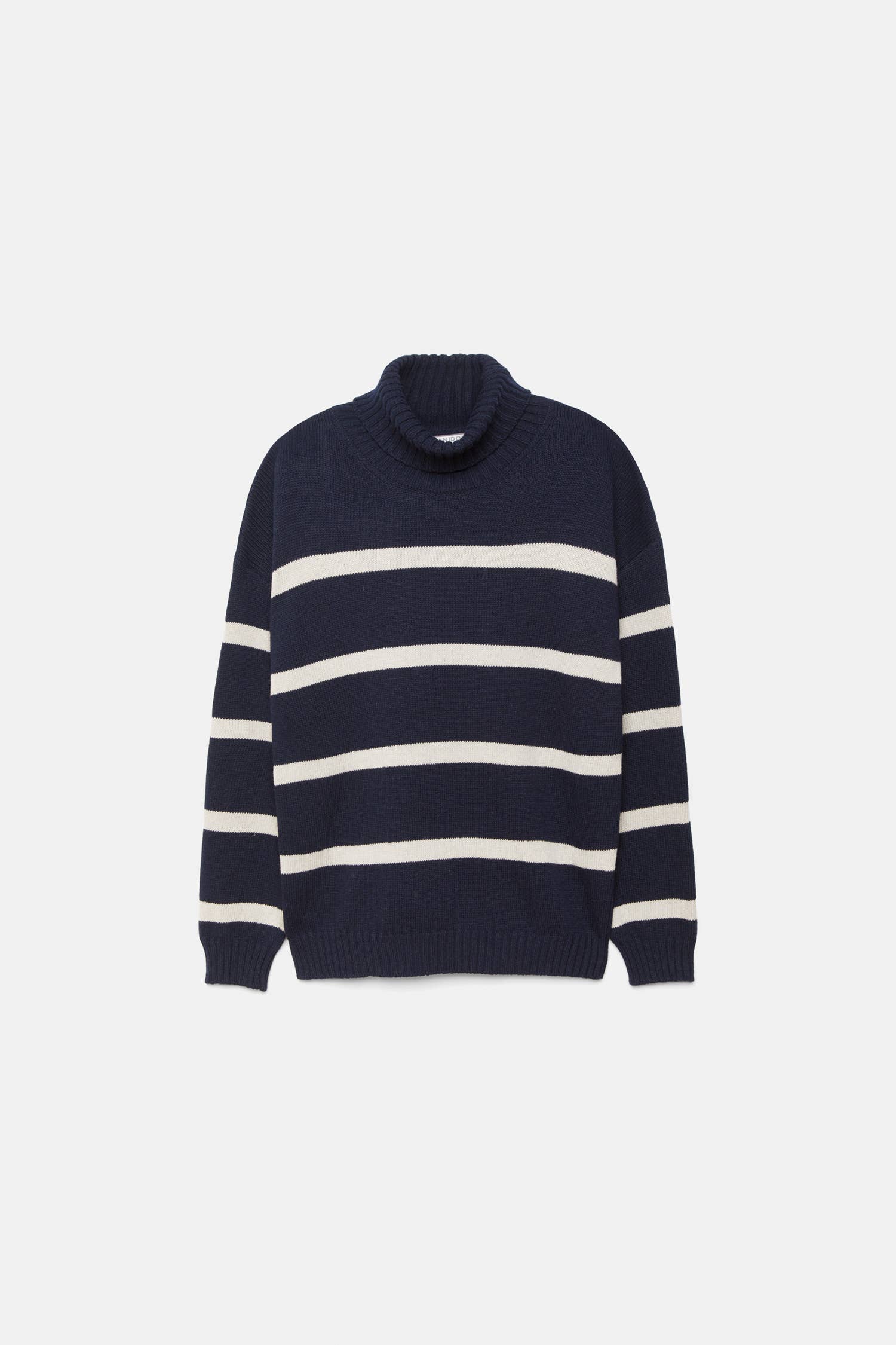 Maglione a righe in maglia con collo alto