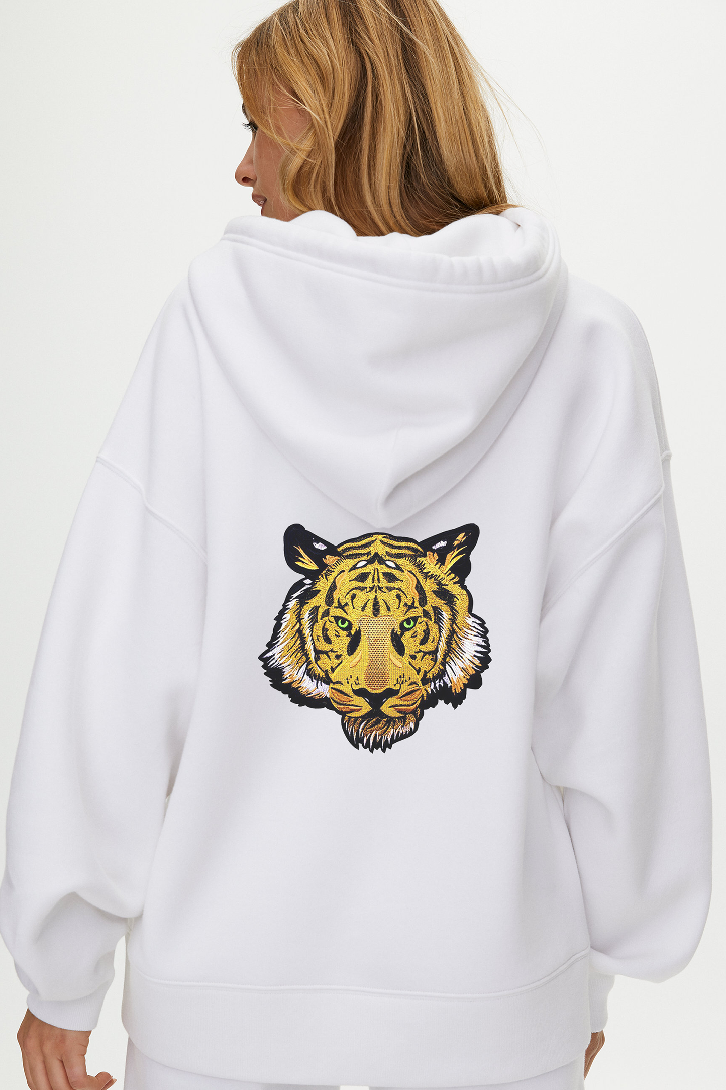 Felpa con cappuccio oversize bianca unisex