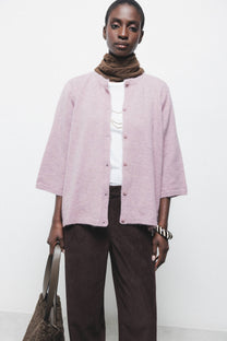 Cardigan in maglia rasata con maniche 3/4