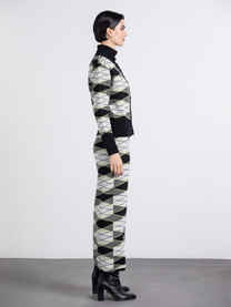 Gonna lunga in maglia a fantasia geometrica
