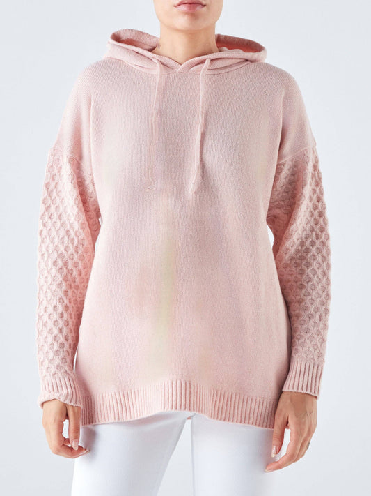Felpa con cappuccio in maglia di lana