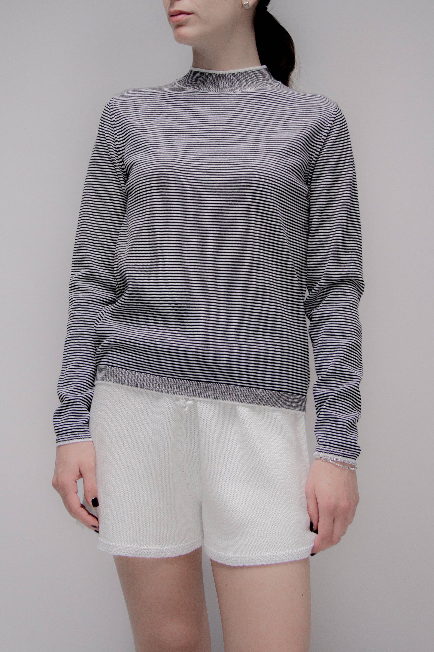 Maglione girocollo a righe in cotone Pima