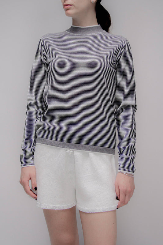 Maglione girocollo a righe in cotone Pima