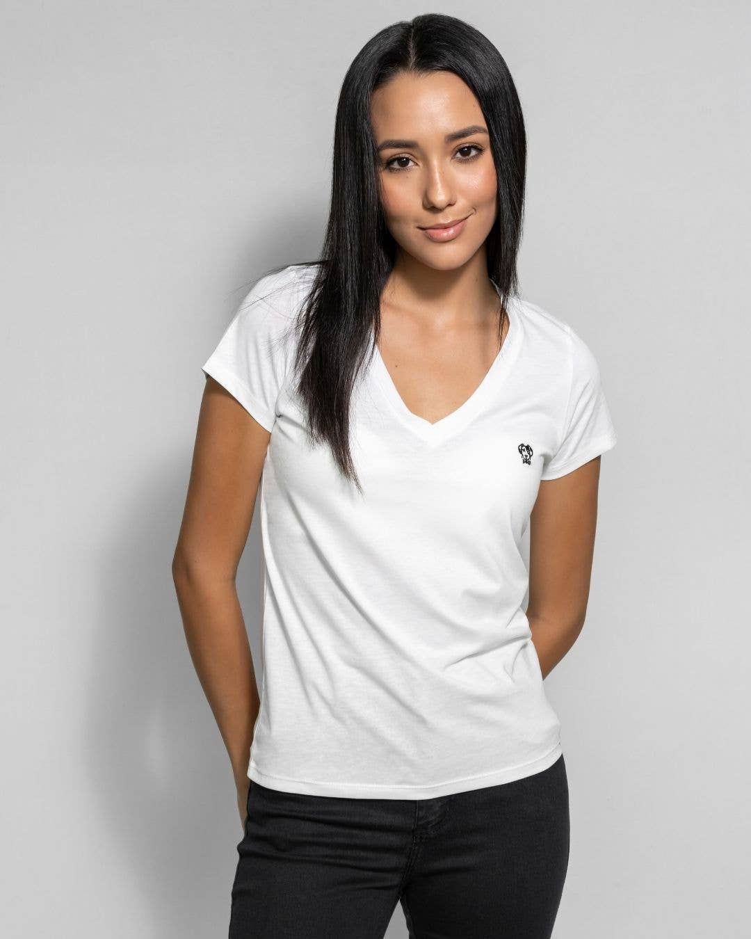 T-shirt bianca antimacchia con scollo a V DANTE