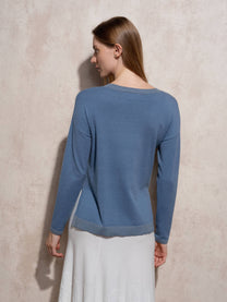 Maglione in maglia lurex con scollo a V