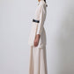 Set tunica Henley minimal e gonna lunga in misto cotone beige
