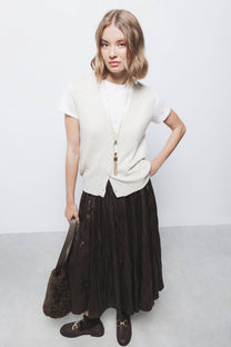 Gilet in maglia con scollo a V e bottoni
