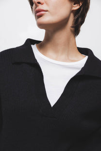Maglione in maglia rasata con collo polo