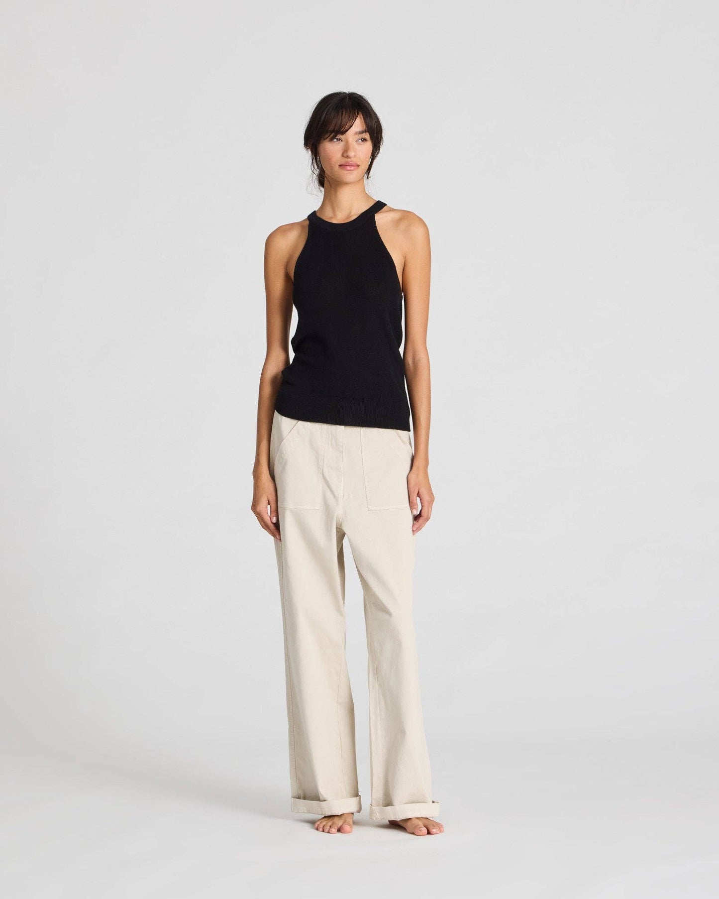 Top in maglia Lulu in cotone biologico nero