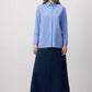Camicia oversize a righe con inserti in chiffon
