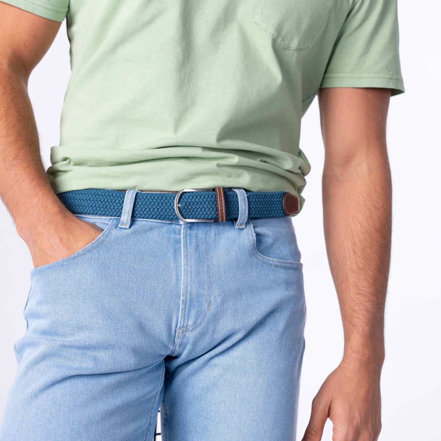 Cintura intrecciata elastica blu