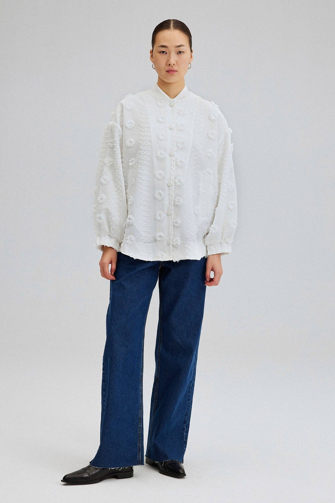 Bomber in pizzo floreale