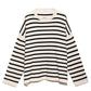 Maglione oversize a righe bianche e nere